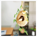 NEW BIG Hanging Babui Pakhir Basha with Birds & Plastic Plant – Natural Look Bird Nest Décor 15" Home & Garden Decoration. 