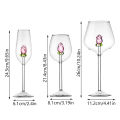 Creative 3D Pink Glass Rose Build-In Red White Wine Glasses Cup Drinkware Goblet Champagne Flute Household Lovely Valentine Gift. 