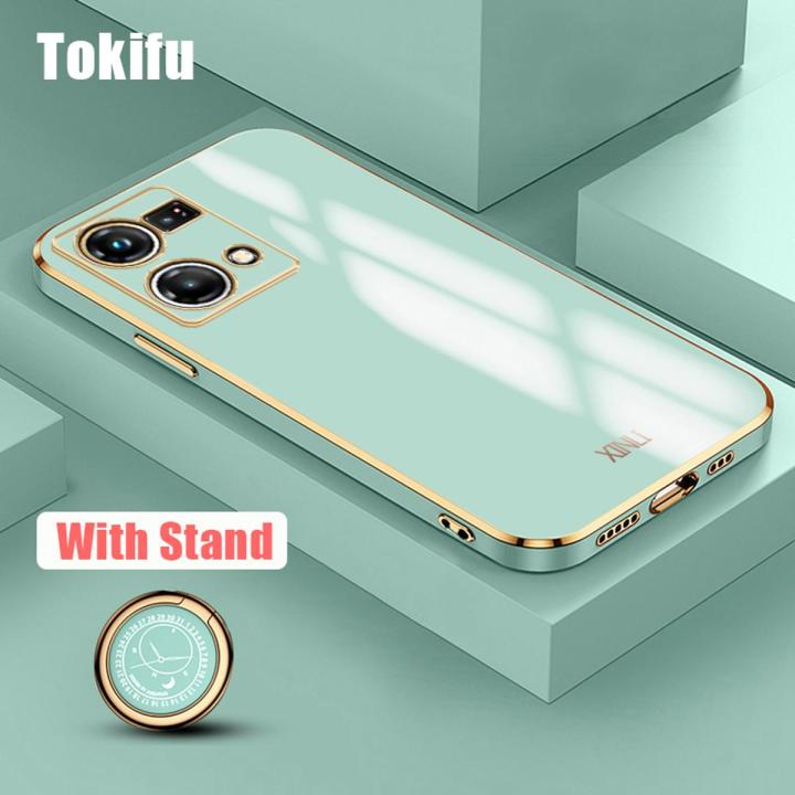 Tokifu For OPPO F21 Pro Back Cover Luxury 6D Plating Case Soft Silicone Square Phone Cases