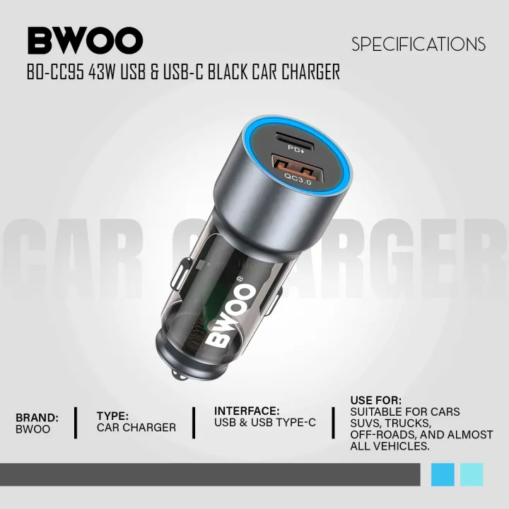 BWOO%20BO-CC95%2043W%20USB%20&%20USB-C%20Black%20Car%20Charger%20Dual%20Smart%20Chips,%20PD,%20and%20QC%20Fast%20Charging%20-%20Image%203