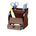 Wooden Pen Holder Desk Organizer Pencil Stands Office Desk Accessories with Small Drawer. 