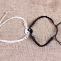 Woven Rope Bracelet Yin Yang Beads Adjustable Couple Pairing Friendship Gift.