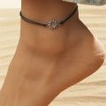 Wu's 2022 New Couple Card Bracelet European and American Alloy Moon Sun Star Wax Wire Braided Card Bracelet Anklet.