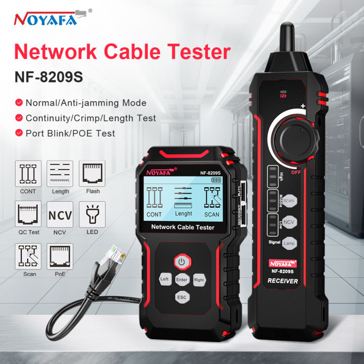 Noyafa Network Cable Tester NF-8209S Cable Tracker LCD Display Poe Checker Cat5 Cat6 Measure Length Wiremap Tester Network Tools