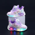 Girls shoes LED light 2025 spring new student shoes rotating buckle shoes girls.