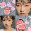 Purple Peach Cream Blush Makeup Palette Moisturizing Cheek Tint 3 Colors Orange Peach Pink Blusher Love Shape Blush With Puff. 