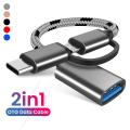 2 In 1 Type-C Micro USB To USB 3.0 Interface OTG Adapter Cable Interface-Nylon Braid Micro USB Type-C Converter. 