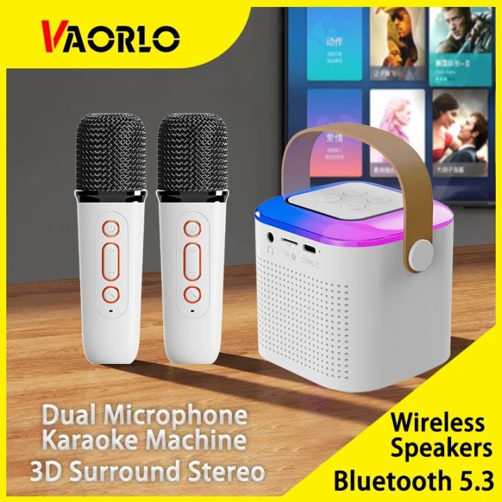Y1 Wireless Dual Microphone Karaoke Machine Bluetooth 5.3 PA Speaker ...