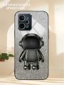 AnDyH Phone Case for OPPO Realme C31 4G Flash Powder Gradient Plating Casing with Astronaut Stand. 