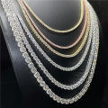 5mm Diamond 3/5/6. Men's 925 Moissanite Tennis Necklace with Certificate Women's Sterling Silver Gold Plated Choker Bracelet.