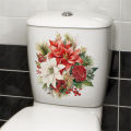 GC PVC Self-Adhesive Toilet Lid Stickers Waterproof Lightweight Christmas Flower Patterns Bathroom Toilet Seat Wall Sticker (30x30cm).