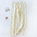Maternity Pajamas Spring and Autumn Thin Cotton Crepe Adjustable Waist of Trousers plus Size Postpartum Summer Belly Support Home Pants. 