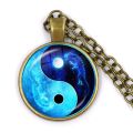 Yin Yang Necklace Tai Chi Unisex Time Stone Cabochon Glass Pendant Chain Dragon Moon Yin Yang Necklaces Jewelry Gift. 