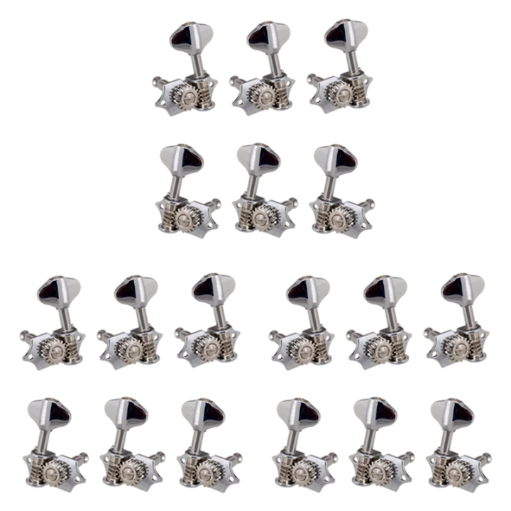 JAERBEE 9L9R 18Pcs 1:18 Guitar String Tuning Pegs Tuner Machine Heads Knobs Tuning Keys for Acoustic or Electric Guitar Silver