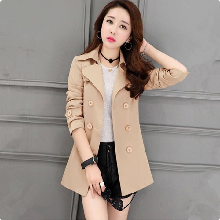 New%20Double-ed%20Spring%20Autumn%20Jacket%20Women's%20Fashion%20Belt%20Slim%20Thin%20Short%20Outerwear%20Elegant%20Female%20Plus%20Size%20Coat%20140%20-%20Image%204