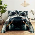Racing， Sports Car Bedding Sheet Home Digital Printing Polyester Bed Flat Sheet With Pillowcase Print Bed Sheet. 
