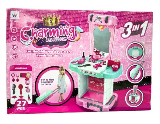mini dressing table for kids, small dressing table, dressing table for kids, dressing table toy,trolley dressing table,Trolley Makeup Beauty Set