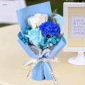 Soap Flower Bouquet Artificial Flower for Engagement Ceremony Anniversary 20cm blue paper. 