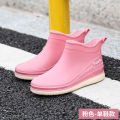 Rain boots women's short water boots fashion low-cut thickened net red rain boots warm, wear-resistant, non-slip outdoor kitchen shoes.