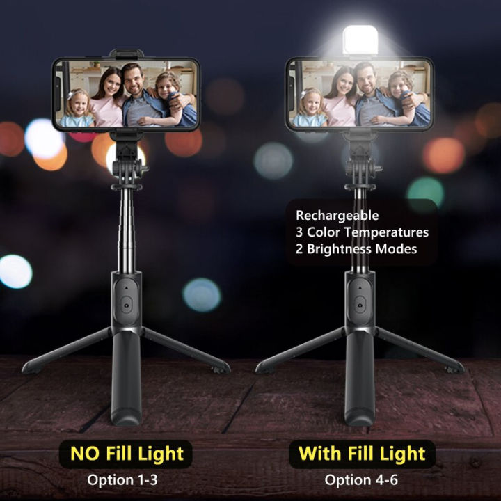 Q07%20Selfie%20Stick%20Foldable%20Mini%20Tripod%20with%20Fill%20Light%20Bluetooth%20Remote%20Shutter%20Retractable%20Rod%20for%20Phone%20(100cm)%20-%20Image%204