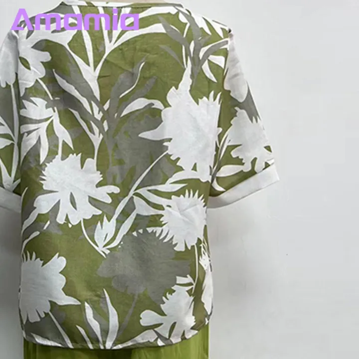 Amamia%20Blouse%20Trousers%20Round%20Neck%20Flower%20Print%20Pullover%20Top%20Pants%20-%20Image%203