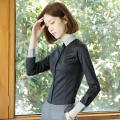 Eleplato Black Shirt Women's Long Sleeve2022Autumn and Winter New Cold Color Women's Clothing Contrast Color Slim Fit White Shirt Plaid Collar Cotton.