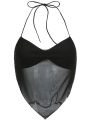 Transparent y2k Mesh Halter Tops Women V-neck Backless Korean Solid Crop Tops Fashion Korean Camisole 90s Tee.