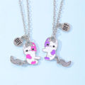 【Trending in Fashion】 2Pcs/set Cartoon Cat Shape Pendant Chain Friends Necklace BFF Friendship Children's Jewelry Gift For Girls Qoddess.