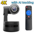 4K PTZ Webcam AI Function with Mics Camera 4X Digital Zoom Auto Track Focus for Youtube Living Stream Online Meet Video Camera. 