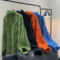 Green Sweaters Men Winter Pullover Turtleneck Sweaters Streetwear Fisherman Sweater Cable Knit Jumper Oversized Sweaters Trends.