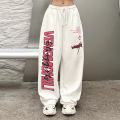 New Y2K Streetwear White Track Pants Women Harajuku Hippie Wide Leg Sweatpants Oversize Quick Dry Printed Joggers Trousers.