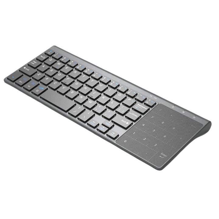 Thin 2.4GHz USB Wireless Mini Keyboard with Number Touchpad Numeric Keypad for Tablet Desktop Laptop PC-Silver gray