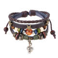 New Jewelry Simple Multi layered Beaded Leather Personalized Note Pendant Bracelet Music Festival Accessories. 