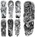 Full Sleeve Temporary Tattoos For Women Men Realistic Skulls Roses Tigers Lions Tattoo Stickers Thigh Waterproof Tatoos. 