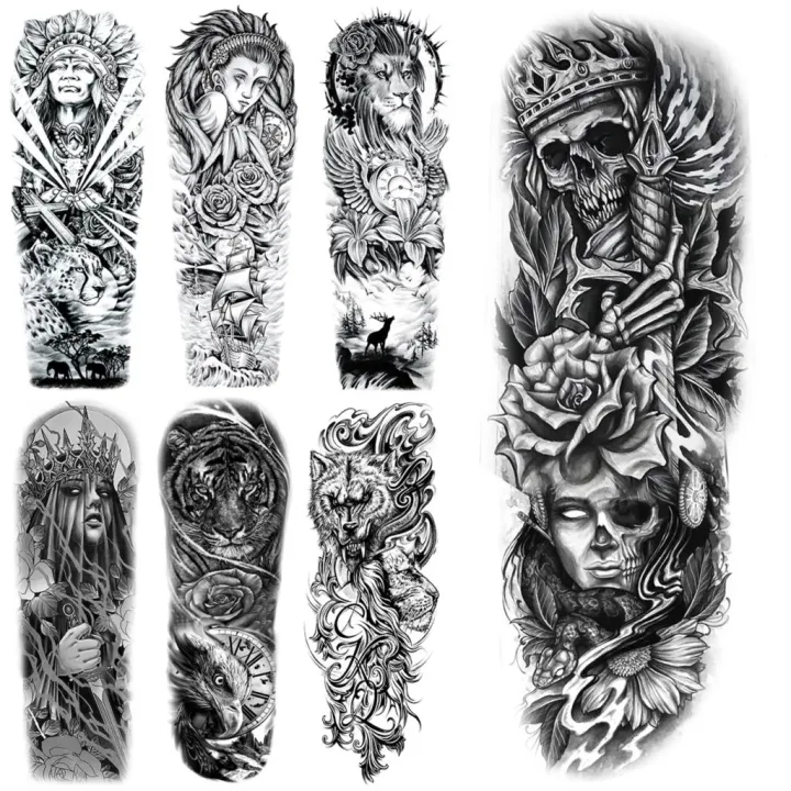 Full%20Sleeve%20Temporary%20Tattoos%20For%20Women%20Men%20Realistic%20Skulls%20Roses%20Tigers%20Lions%20Tattoo%20Stickers%20Thigh%20Waterproof%20Tatoos%20-%20Image%203