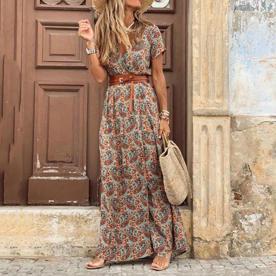 Fashion Bohemian Outfit Women Fashion Boho Dress Long Dress Women