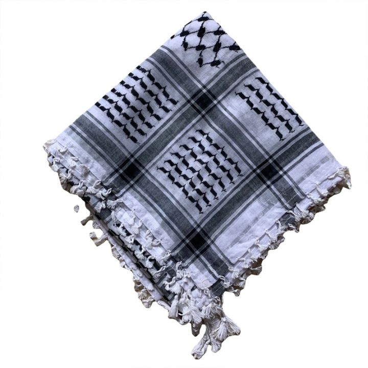 Arab Turban Muslim Keffiyeh Scarf Hijab Shemagh Desert Keffiyeh Fashion Style Military for Head Neck Scarf White Arab