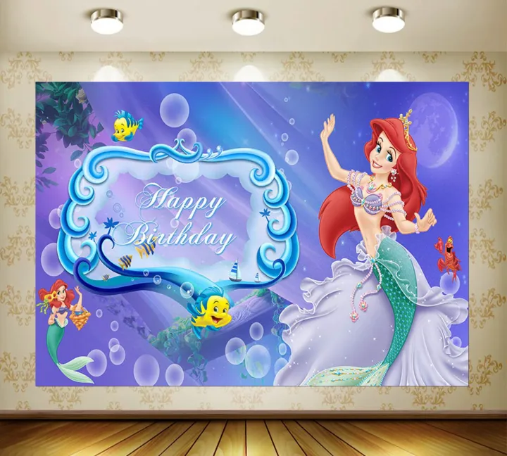 Disney%20Little%20Mermaid%20Ariel%20Princess%20theme%20Disposable%20Tableware%20Happy%20Birthday%20Party%20Decorations%20Kids%20Baby%20Shower%20Girls%20Supplies%20-%20Image%202