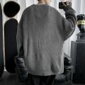 Knitted Sweater Men Autunmn Winter Warm Clothing Korean Fashion Long Sleeves Top Vintage Solid Baggy Pullover Y2K Male Clothes.