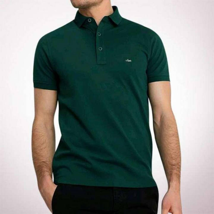 Green Cotton Short Sleeve Polo for Men Polo T Shirt For Men