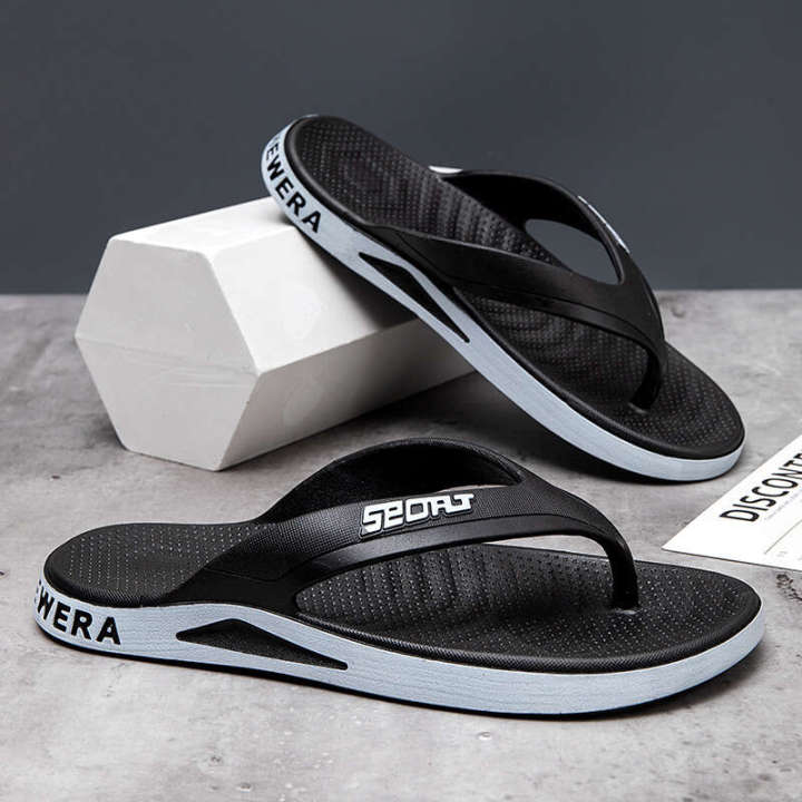 Minimalist new style flip flops men's summer slippers, student Korean version for external wear, non slip toe clip board shoes, beach shoes