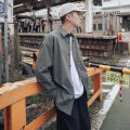 Cargo shirt, men's long sleeve, Korean version, loose bf trend jacket, Hong Kong style, Japanese casual and versatile, handsome shirt, autumn clothes.