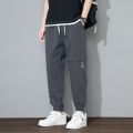 Men's Summer New Thin Pants Men's Korean Fashion Casual Working Pants All-Matching Ankle Length Ankle-Tied Loose Sweatpants. 
