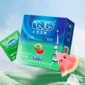 GJG Natural Rubber Latex Ultra-Thin Safety Watermelon Fruit Flavored Condoms - 3pc/Box. 