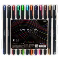 Pentonic Multi-Color Gel Pen Set with Refillable 0.7mm Tips in Elegant Box.