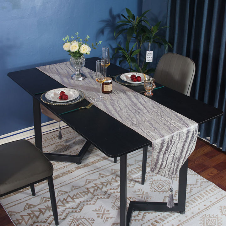 Light Luxury Modern Simple Table Runner High-End Nordic Yarn-Dyed Jacquard Table Cloth Hotel Hotel Bed Runner