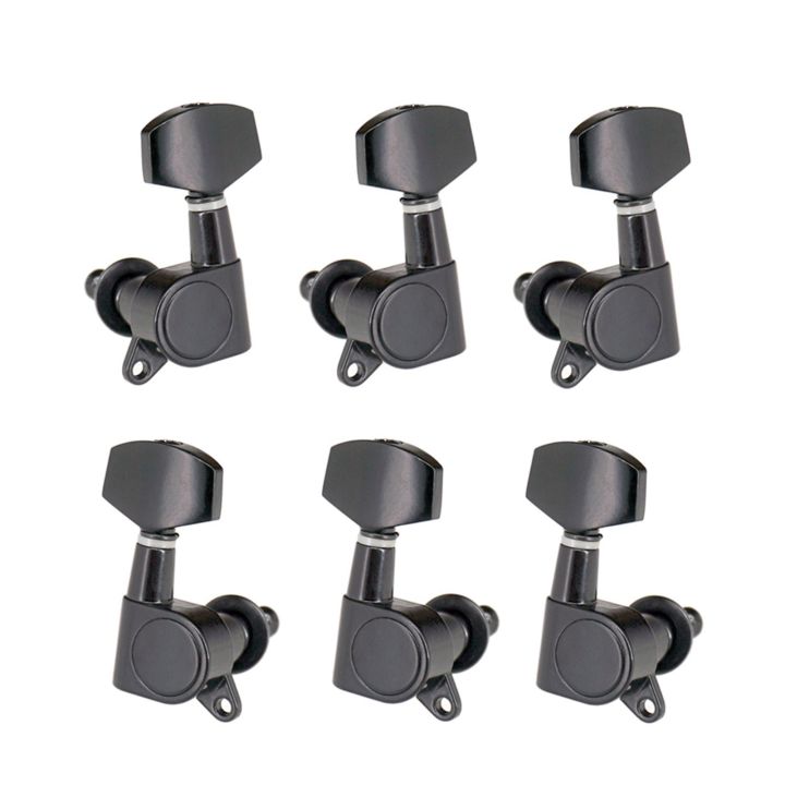 6pcs Sealed Guitar String Pegs Locking Tuners - black