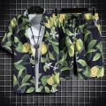 Hawaiian Style Beach Pants Men's Loose Quick-Dry Casual Suit Printed Shirt Shorts Couple plus Size Set. 