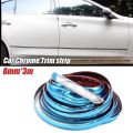 Auto Body Chrome Moulding Trim Car Door Stickers Strip Bumper Grill Car Exterior Anti-Collision Tape Sticker. 