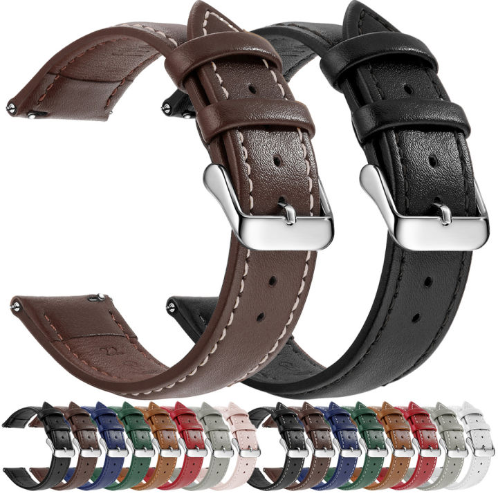 Top Grain Genuine Leather Watch Band, Quick Release 18mm/20mm/22mm Watch Straps, Fits Samsung Galaxy Watch, Garmin Huawei Watch